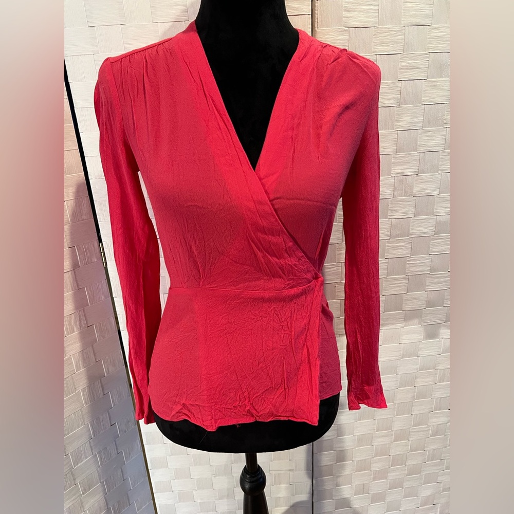 Chelsea28 Vibrant Red Wrap Blouse